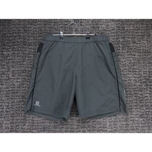 Salomon Running Shorts Mens XL Gray Elastic Waist Lined Advanced Skin Active Dry